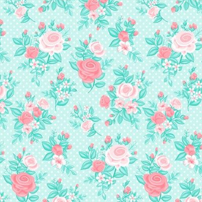 Retro Flowers_Pink-Turquoise_50Size