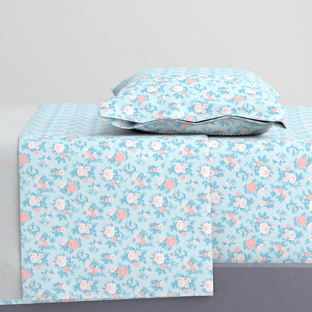 Retro Flowers_Rose Quartz-Light Blue_50Size