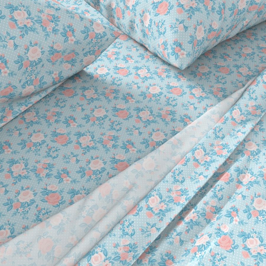 Retro Flowers_Rose Quartz-Light Blue_50Size