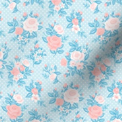 Retro Flowers_Rose Quartz-Light Blue_50Size