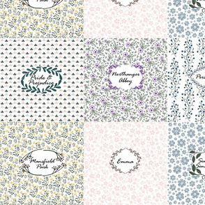 Jane Austen Flowery Quilt Blocks (large)