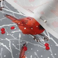 Snowy Cardinal Love | Small | Cool Gray