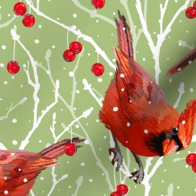 Snowy Cardinal Love | Celery Green 3