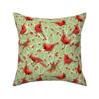 Snowy Cardinal Love | Small | Celery Green 3