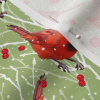 Snowy Cardinal Love | Small | Celery Green 3