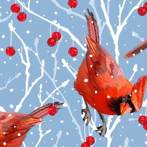 Snowy Cardinal Love | Cerulean Blue