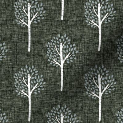 winter trees // blue olive linen