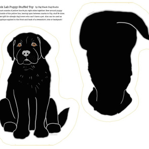 Black Lab Puppy - fat qtr cut and sew 21"x18" Petal Sig Cotton