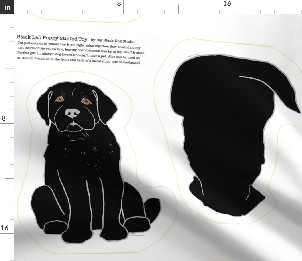 Black Lab Puppy - fat qtr cut and sew 21"x18" Petal Sig Cotton