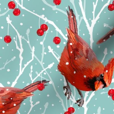 Snowy Cardinal Love | Hint of Mint