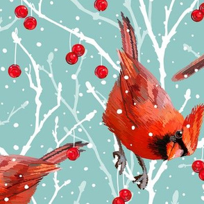 Snowy Cardinal Love | Hint of Mint