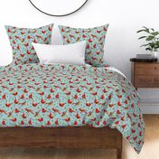 Snowy Cardinal Love | Small | Hint of Mint