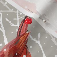 Snowy Cardinal Love | Fresh Mushroom Grey