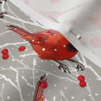 Snowy Cardinal Love | Sm | Fresh Mushroom Grey