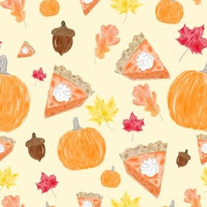 autumn pumpkin pie toss on beige