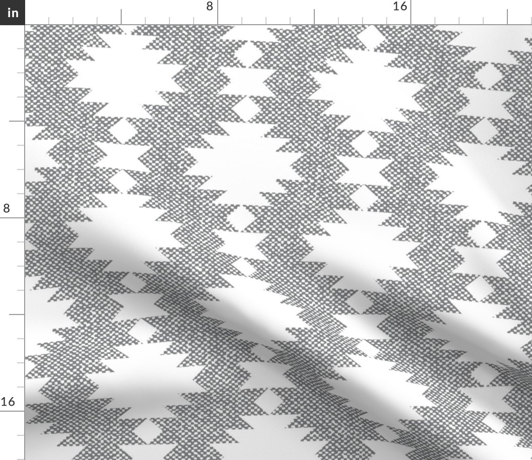 Aztec Kilim burlap texture gray white diamonds Wallpaper