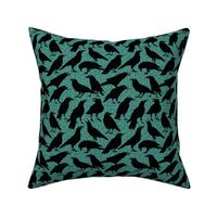 Raven Silhouettes on Teal
