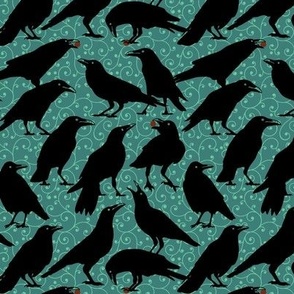 Raven Silhouettes on Teal