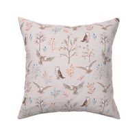 owl garden print - light brown