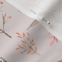 owl garden print - light brown