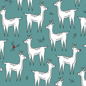 Deer woodland print- rudolph pine green