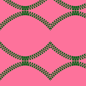 Pink and Green Zipper Ogee Quatrefoil