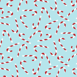 Candy canes on pale blue