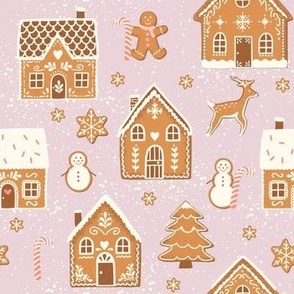 Gingerbread Village (small) on pink