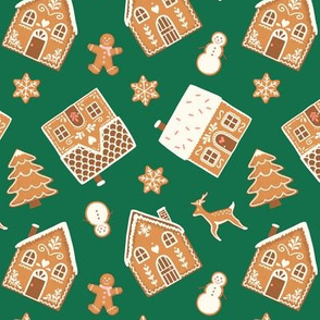 Gingerbread Houses tossed on green