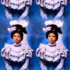 2 black woman lady African American POC people of color WOC blue Victorian Edwardian beautiful lady 19th 20th century hats feathers lace puffy sleeves portrait big hats romantic beauty vintage antique elegant gothic lolita egl romantic      