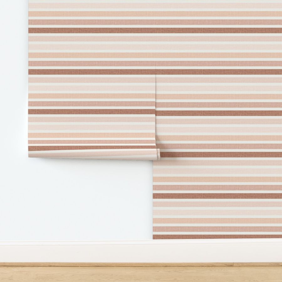 Retro Stripe Pinks Slubby Linen Look 