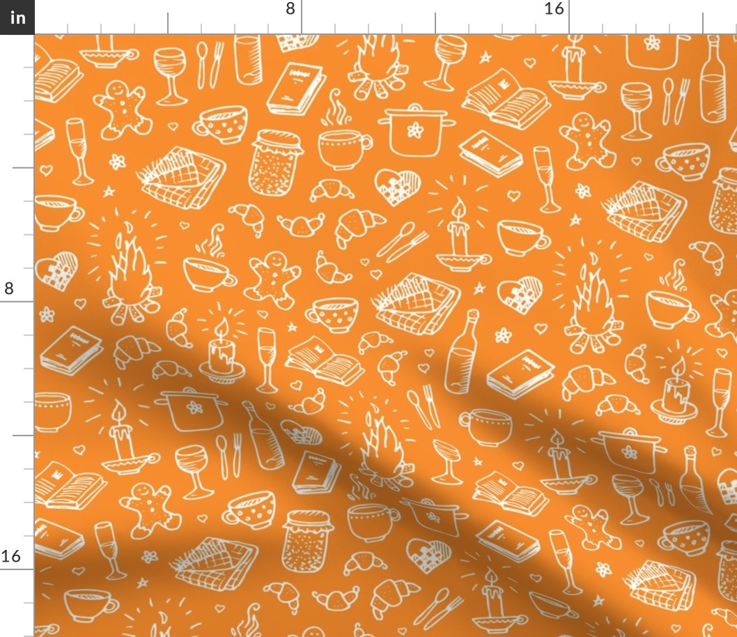 Time for Hygge on orange background