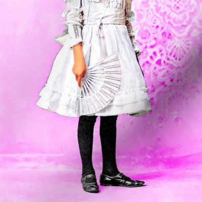 black girl African American POC people of color WOC pink Victorian Edwardian beautiful 19th 20th century white dress lace puffy sleeves fans children portrait romantic beauty vintage antique elegant gothic lolita egl shabby chic black socks shoes purple a