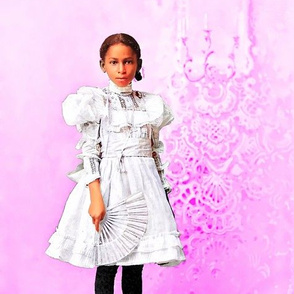 black girl African American POC people of color WOC pink Victorian Edwardian beautiful 19th 20th century white dress lace puffy sleeves fans children portrait romantic beauty vintage antique elegant gothic lolita egl shabby chic black socks shoes purple a