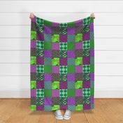 asian patchwork green and purple