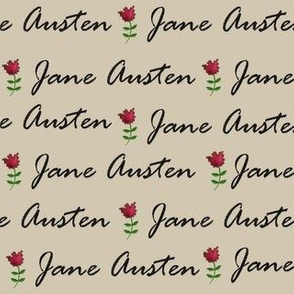 Jane Austen Name pink flower on beige (large)