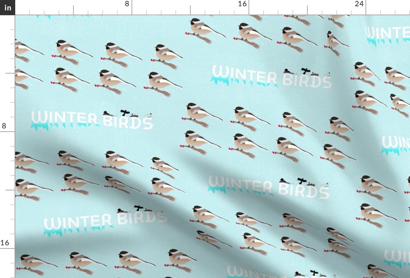 Winter Birds Tea Towel