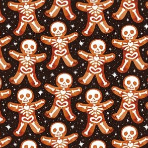 Gingerdead Men - Spooky Gingerbread Skeletons - Black 3/4 size