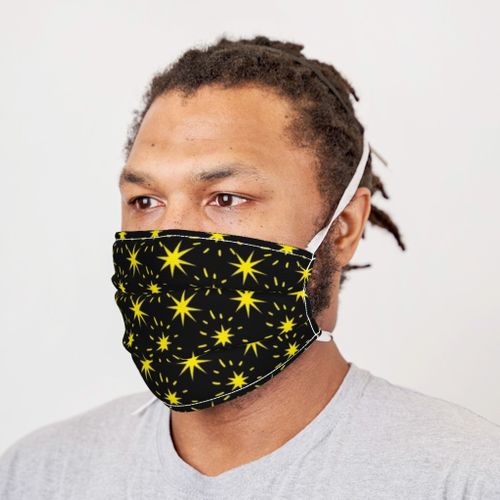 Golden Yellow Stars Pattern Black Background Face Mask Kit