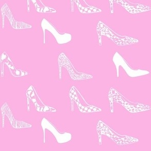 White High Heels on Pink