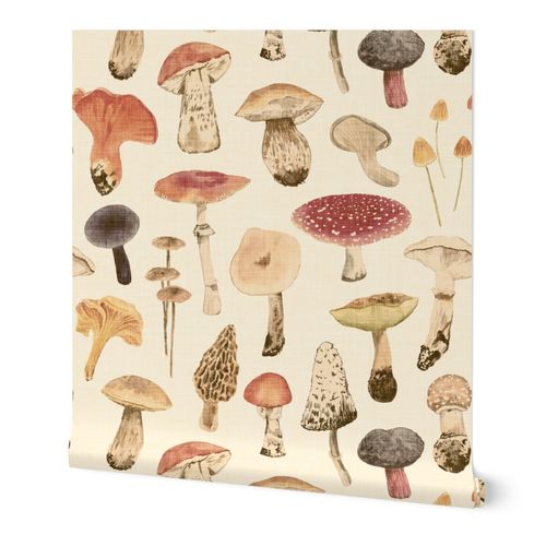 Mushroom Season in retro style Wallpaper | Spoonflower