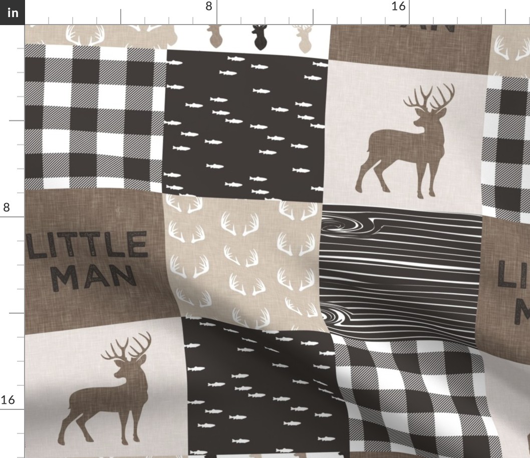 little man - brown/tan/white  (buck) quilt woodland  C20BS