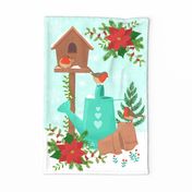 Winter Robins Tea Towel