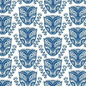 Folk art owl_blue