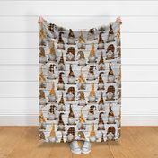 Fall Orange Plaid Gnomes on Shiplap - large scale