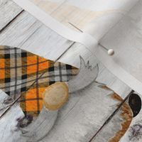 Fall Orange Plaid Gnomes on Shiplap - medium scale