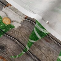 Green Watercolor Gnomes on Barn wood rotated - medium scale 