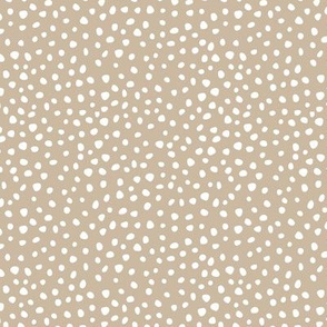 Little fat spots and speckles panther animal skin abstract minimal dots in butterscotch beige sand white SMALL 