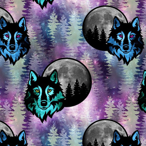 Winter galaxy forest wolves LARGE