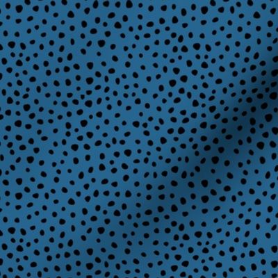 Little fat spots and speckles panther animal skin abstract minimal dots in black classic blue SMALL 